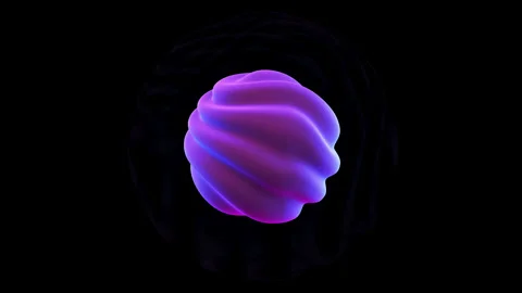 Neon glowing 3D sphere pulsates, spreading sound waves Stock Footage 244122765