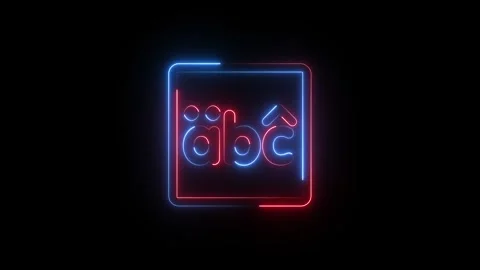 Neon glowing abc letters inside a square frame Stock Footage 345474002