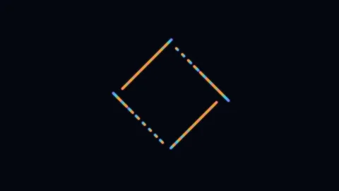 Neon glowing abstract diamond shape made of colorful dashed lines moving on.. Vídeos de archivo 348200485