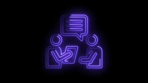 Neon glowing abstract figures in conversation sharing ideas and information.. Stock Footage 346009768