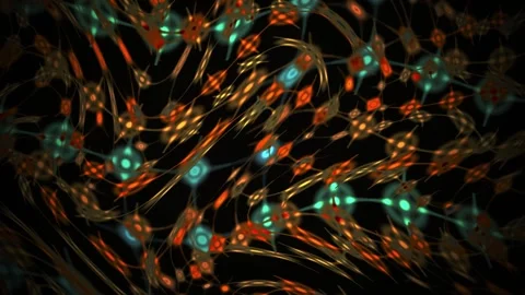 Neon Glowing Abstract Network Pattern in Vibrant Colorful Digital Motion Ba.. Stock Footage 343736156