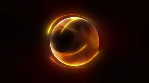Neon glowing abstract sphere animation, futuristic orange particle field ba.. Stock Footage 335228998