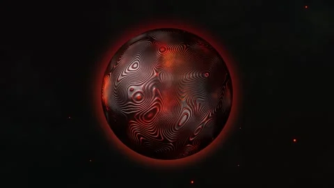 Neon glowing abstract sphere animation, futuristic red contour line surface.. Stock-Footage 336722073
