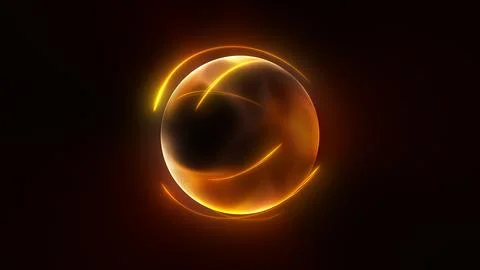 Neon glowing abstract sphere animation, futuristic orange particle field ba.. Stock Illustration