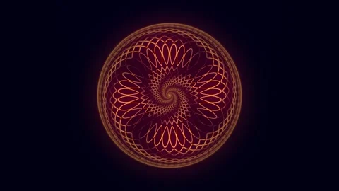 Neon glowing abstract spiral sphere animation, futuristic golden circular p.. Stock-Footage 336722064