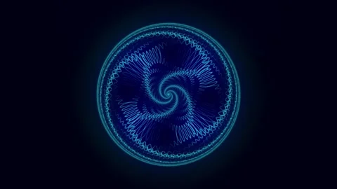 Neon glowing abstract spiral sphere animation, futuristic blue circular pat.. Stock-Footage 337038235