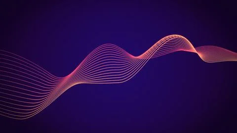 Neon glowing abstract wave line animation, futuristic flow curve background.. Stock Illustration