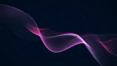 Neon glowing abstract wave line animation, futuristic flow curve background.. Stock Illustration