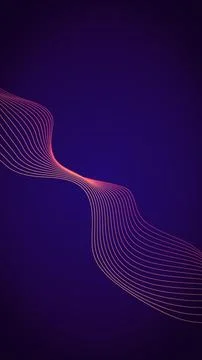 Neon glowing abstract wave line animation, vertical futuristic flow curve b.. Stock Illustration