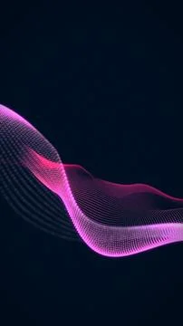 Neon glowing abstract wave line animation, vertical futuristic flow curve b.. Stock Illustration