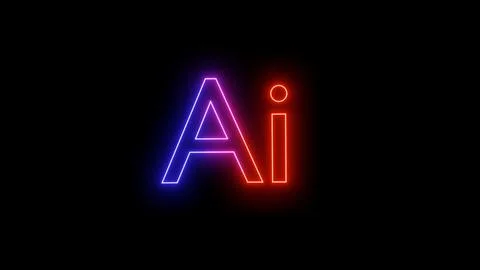 Neon glowing adobe illustrator logo image on black background Illustration