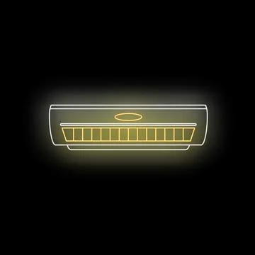 Neon glowing air conditioner unit with air flow 스톡 일러스트