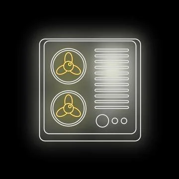 Neon glowing air conditioning unit hvac system icon Ilustración de archivo