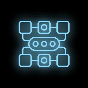 Neon glowing algorithm structure on a black background Stock Illustration