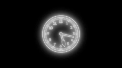 Neon glowing Analog Clock Countdown Timer Animation Isolated Stock Footage 337017896