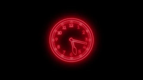 Neon glowing Analog Clock Countdown Timer Animation Isolated Stock Footage 337017959