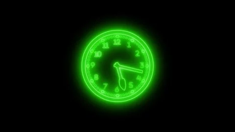 Neon glowing Analog Clock Countdown Timer Animation Isolated Stock Footage 337018045