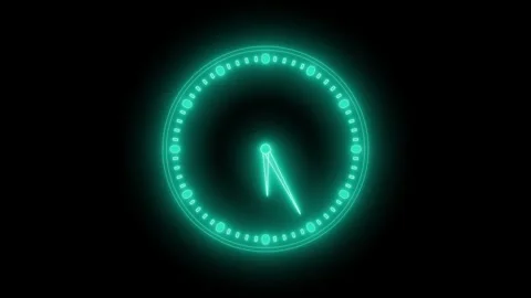 Neon Glowing Analog Clock Loop Animation, Futuristic Neon Circle Clock Tick.. Stock-Footage 314654771