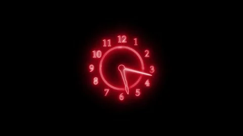 Neon glowing Analog Time Indicator Animation with Countdown Effect Stock Footage 337021769