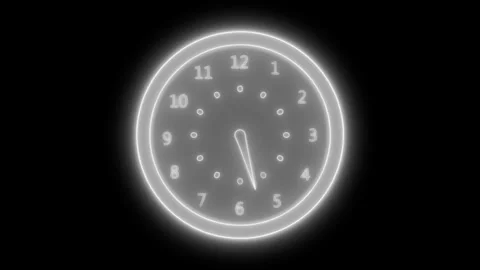 Neon glowing Analog Timer Animation with Countdown Motion Stock Footage 337022235