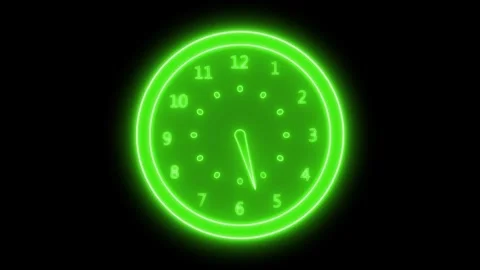 Neon glowing Analog Timer Animation with Countdown Motion Stock Footage 337022301