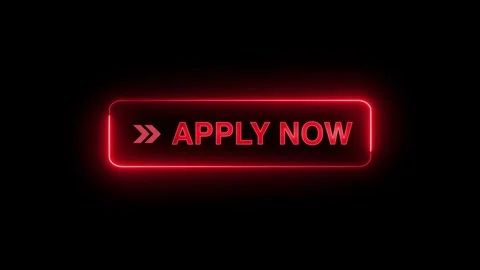 Neon glowing apply now button animation on transparent background. apply now but Stock Footage 313874449