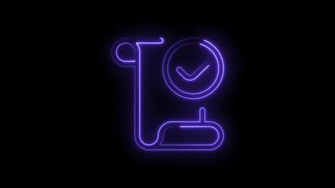 Neon glowing approve document concept business paperwork icon seamless loop.. Stock Footage 314548015