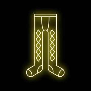 Neon glowing argyle pattern tights icon Stock Illustration