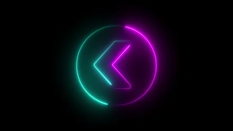 Neon glowing arrow with circular border animation, cyberpunk style ui for d.. 스톡 동영상 332964563