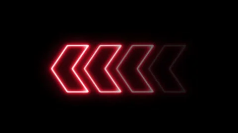 Neon glowing arrow going from right to left on black background. neon arrow. 動画素材 290014960