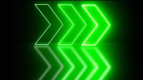 Neon glowing arrow pointer on dark background. Colorful and shining retro l.. 스톡 일러스트