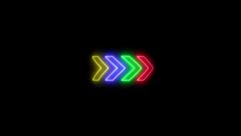Neon glowing arrows animation on black Stock Footage 328385461