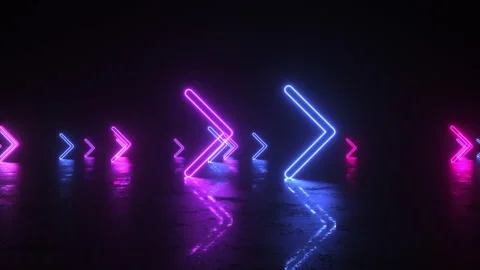 Neon Glowing Arrows on Reflected Floore ... | Stock Video | Pond5