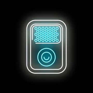 Neon glowing audio player icon for music technology Stock Illustration