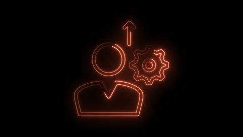 Neon glowing automation and optimization concept with person icon and gear on Stock Footage 322975230