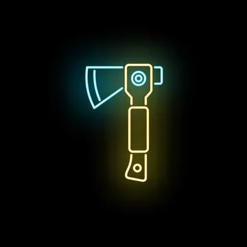Neon glowing axe hatchet tool icon Stock Illustration