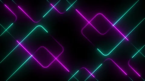 Neon glowing background with glowing lines moving animation. Neon cyan and .. Stock Footage 334734040
