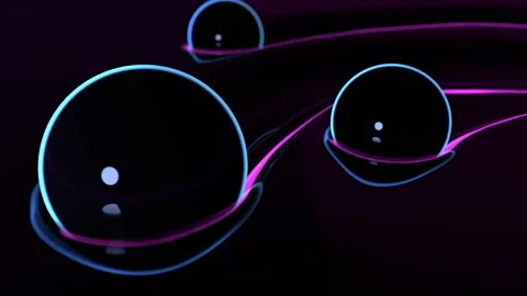 Neon Glowing Balls On Liquid Surface Stock Footage 254657208