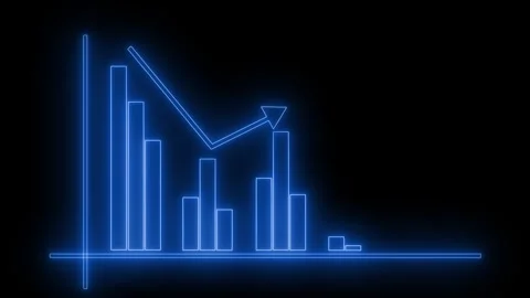Neon glowing bar chart and line graph futuristic financial data visualizati.. Stock Footage 335115699