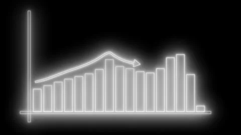 Neon glowing bar chart with peak and decline animation Vídeo Stock 335103509