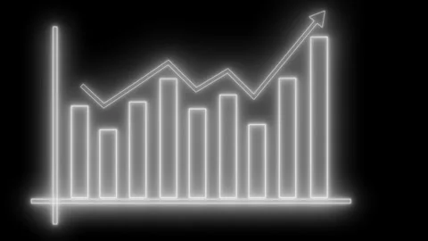 Neon glowing bar chart with upward trend animation Stock Footage 335116594