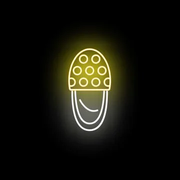 Neon glowing bath slipper icon on black background Stock Illustration