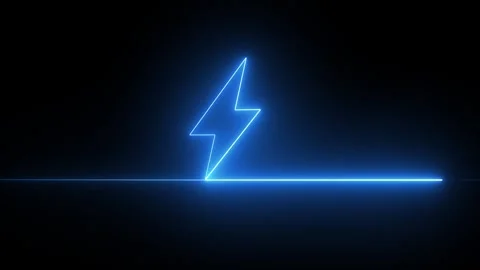 Neon glowing battery charging icon animation. Abstract neon bolt icon with .. Stockbeeldmateriaal 337759700