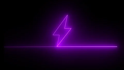 Neon glowing battery charging icon animation. Abstract neon bolt icon with .. Stock Footage 337759704
