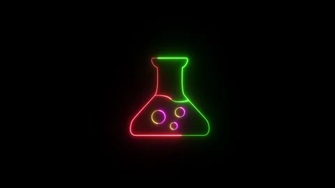Neon glowing beaker or test tube animation on the black background. Stock Footage 294962692