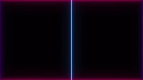 Neon glowing beams form a bright square frame in the on a dark background. Stock Footage 321127486