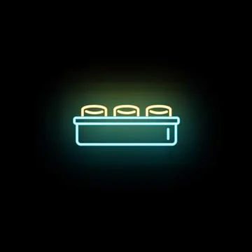 Neon glowing beer can pack display icon Stock Illustration