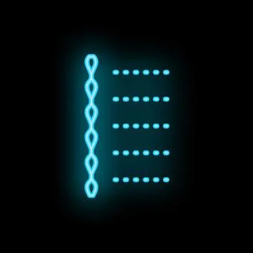 Neon glowing blockchain technology icon on black background Stock Illustration