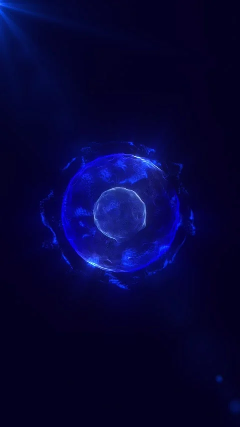 Neon glowing blue abstract sphere animation, vertical futuristic particle f.. Vídeos de archivo 337038146