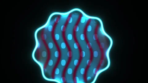 Neon glowing blue and red pattern on black background. Stockbeeldmateriaal 336703327